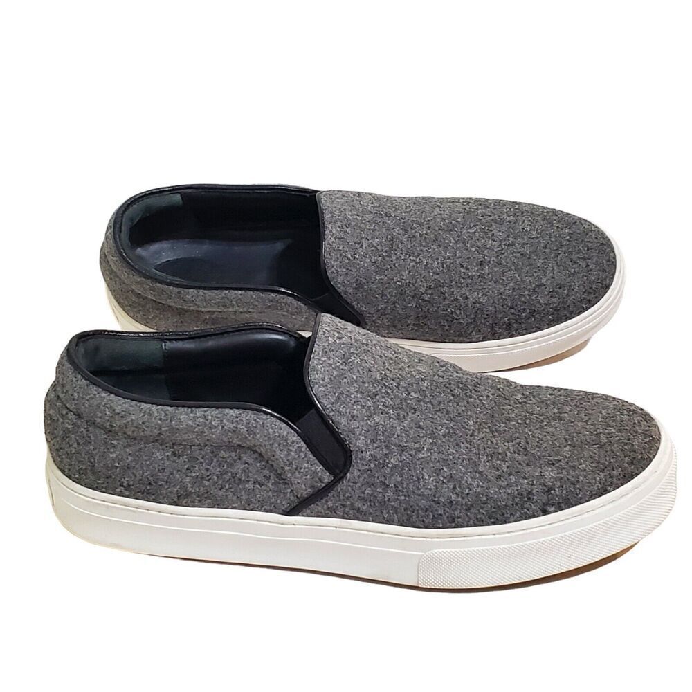 CELINE PARIS Size 40/10 Sneakers Gray Wool Leather Slip On Quiet Luxury‎ Italy